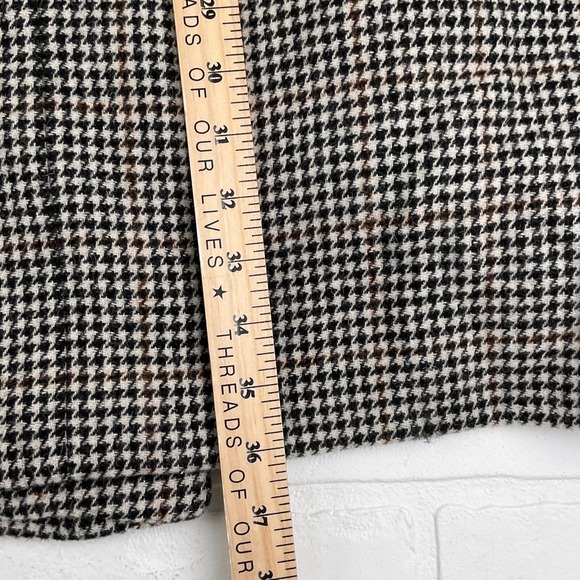 Kendall + Kylie Coat Women Small Black Brown Houndstooth Fur Trim Wool Classic‎ - Picture 13 of 14